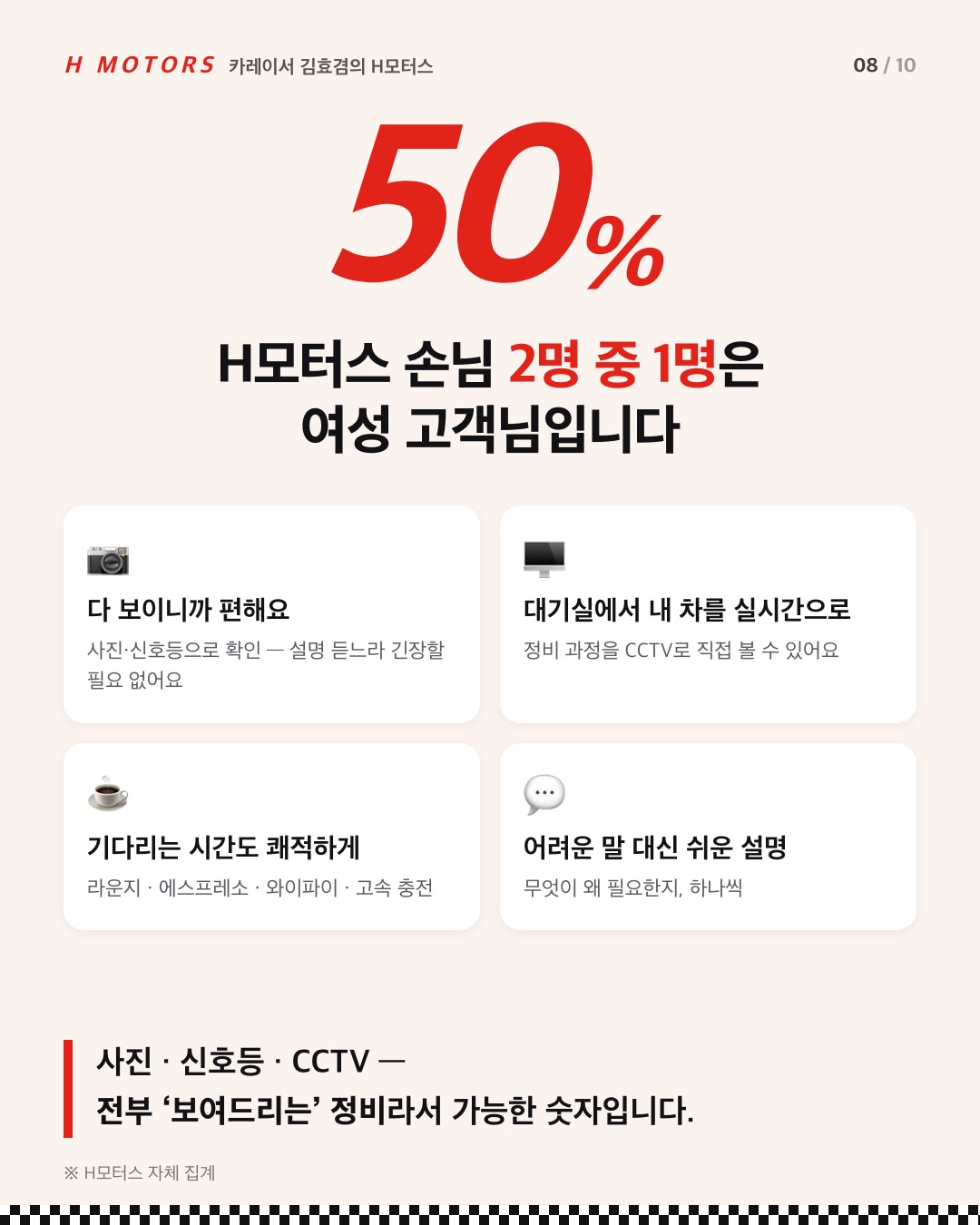 H모터스 손님 2명 중 1명은 여성 고객님 — 그 이유 네 가지